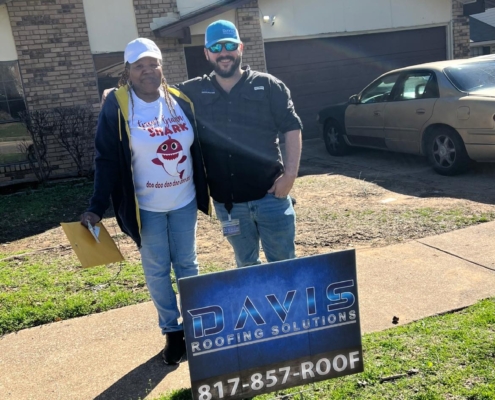 Happy client ready for a roof replacement