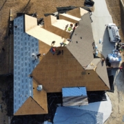 Hudson Oaks roof install aerial overview