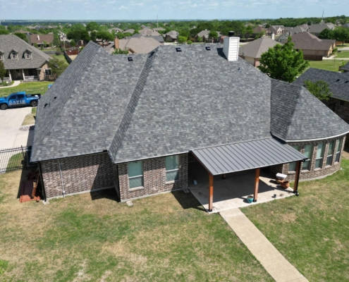 Hudson Oaks roof install aerial view