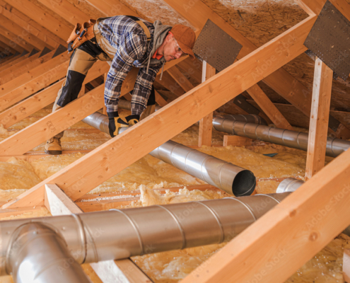 Air Quality HVAC Specialist Installing New Residential Air Duct