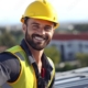 Construction worker working in a roof.