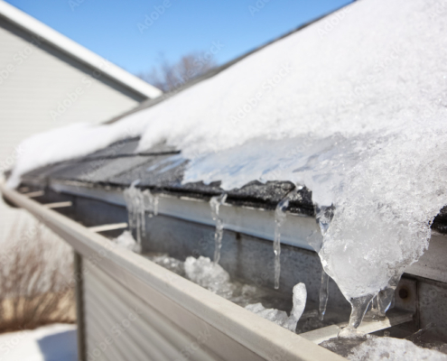 Ice on roof and gutters causing Ice dam
