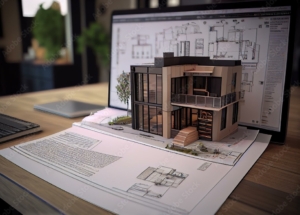 Presentation of the BIM model for the construction customer and contractor. Development of project drawings based on the BIM model. 3D rendering. Generative AI