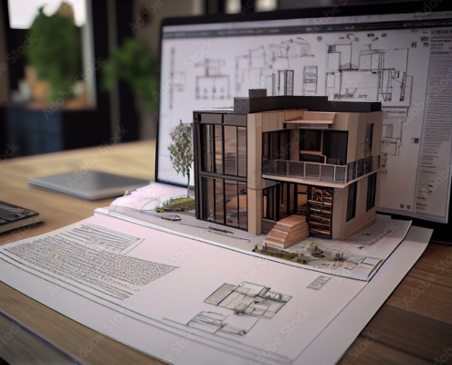 Presentation of the BIM model for the construction customer and contractor. Development of project drawings based on the BIM model. 3D rendering. Generative AI